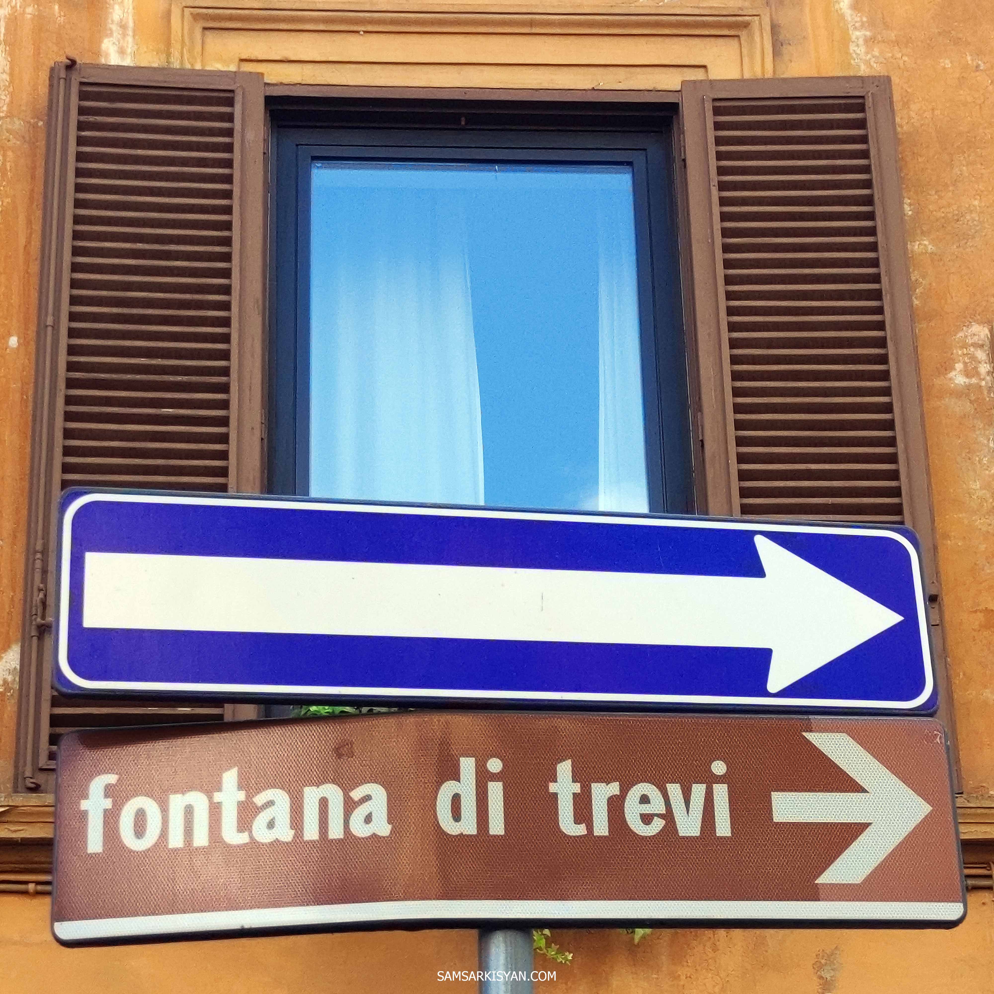 Decorations on the facades of a Roman buildings, sign